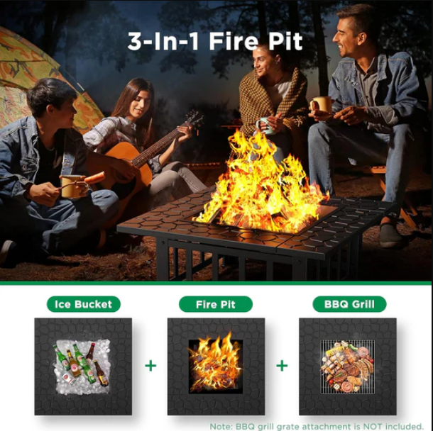 Нова 3в1 маса ‘Fire Pit’ – барбекю – BBQ, камина, ледарка